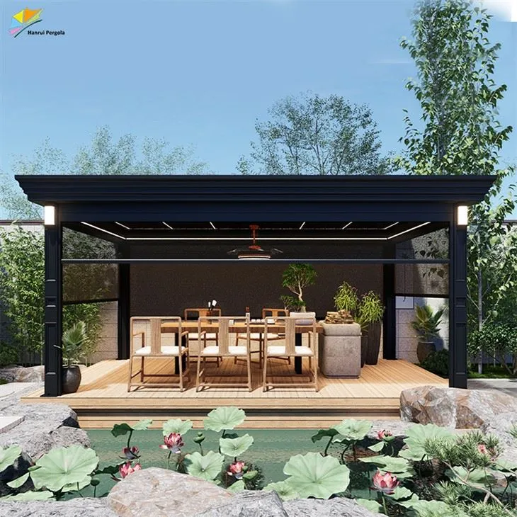 China Foshan Modern Electric Motor Remote Control Louvered Insulated Pergola Outdoor With Fan price