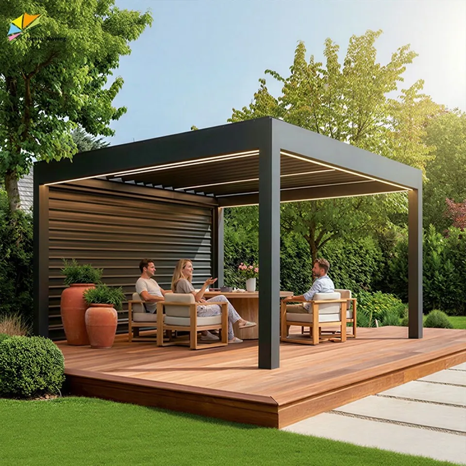 China Manufacturers Designs Ideas Backyard Covers Detached Fence Aluminum Patio With Pergola Outdoor factory