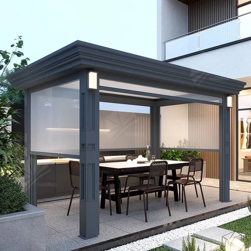 Diy Modern Servo Retractable Motorized Louvered Shutter System For Outdoor Pergola With Led Lights manufacturers