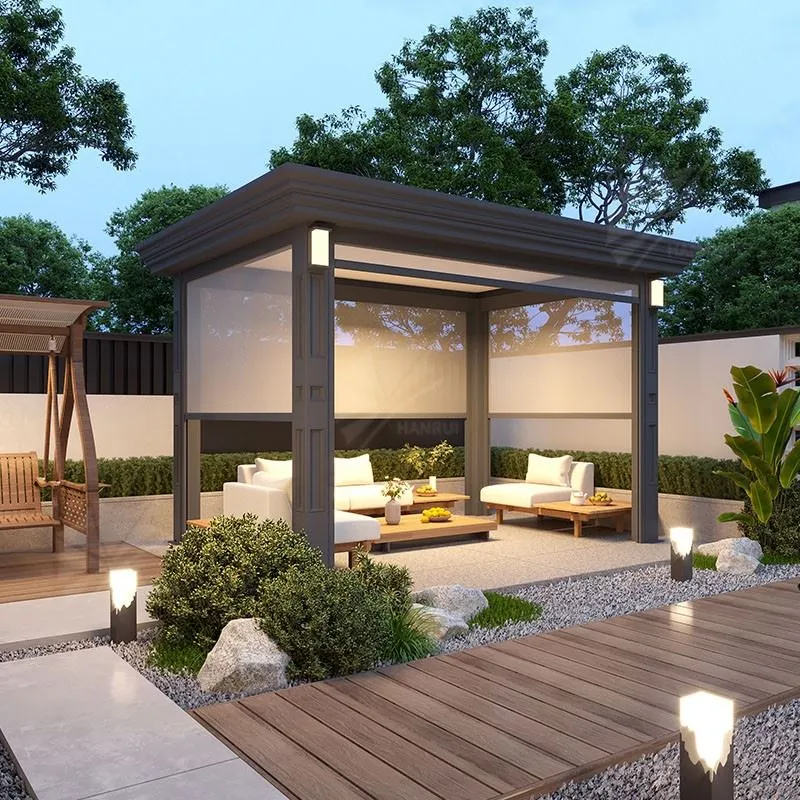 Diy Modern Servo Retractable Motorized Louvered Shutter System For Outdoor Pergola With Led Lights suppliers