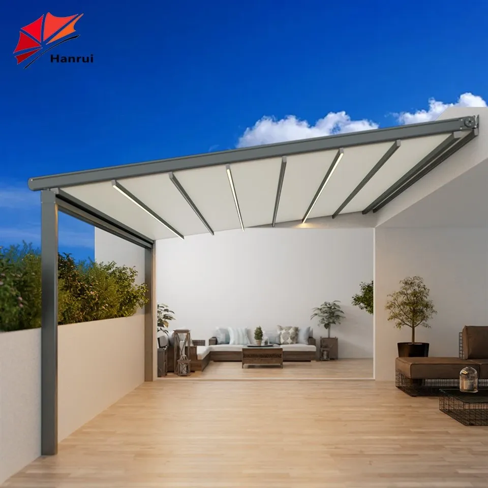 Hanrui Outdoor Custom Diy Kit Install Easily Cantilever Lean To Manual Garage Pergola price