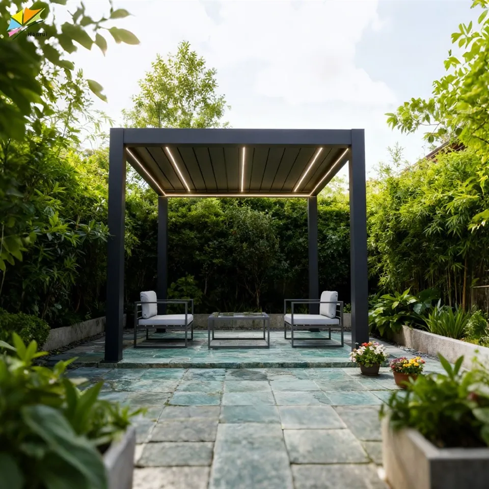 High Quality Diy Enclosed Kitset Motorized Prefab Outdoor Hardware Bioclimatique Aluminium Pergola Kits factory