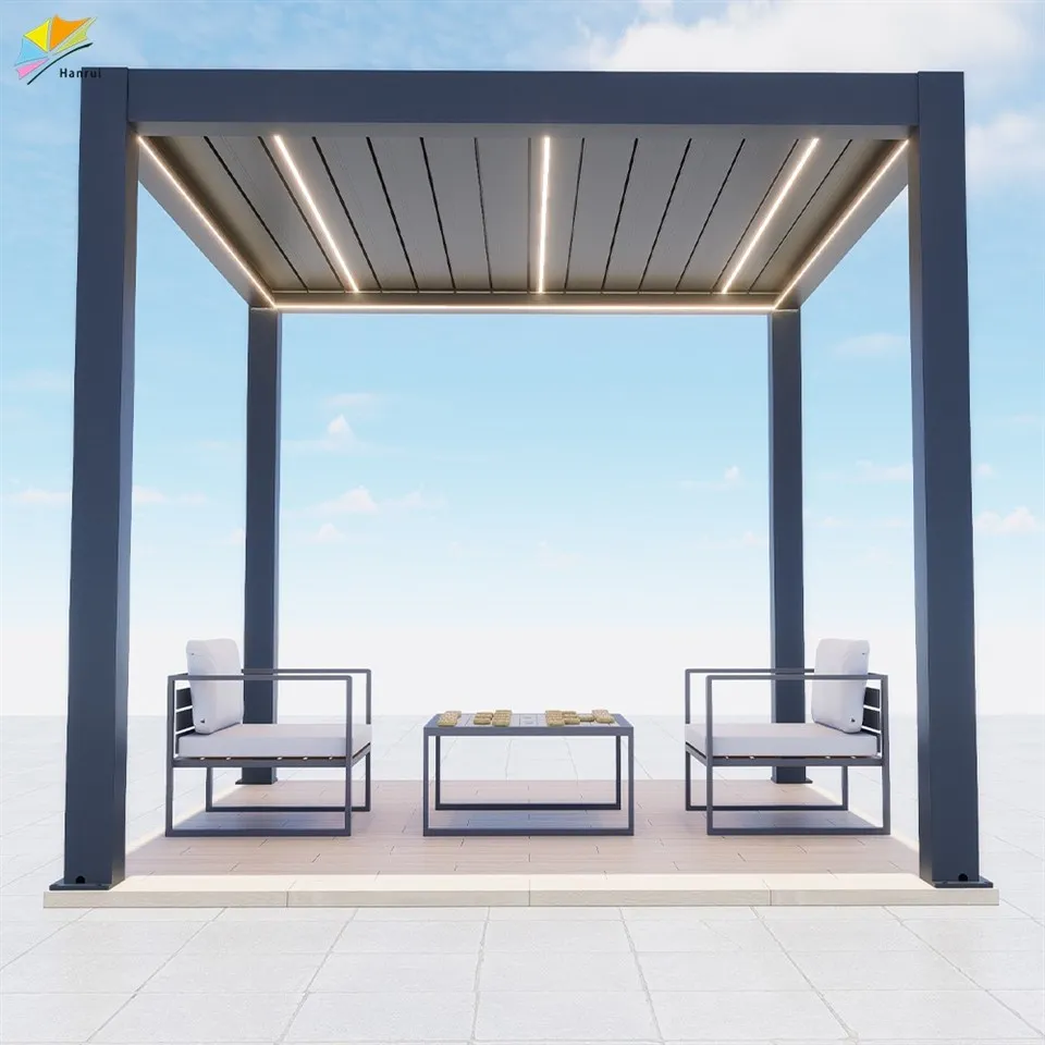 Home Garden Sun Shade Awning Metal Patio With Outdoor Kitchen Room And Aluminum Waterproof Pergola suppliers