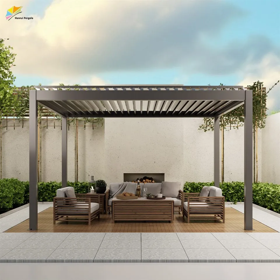 Home Garden Sun Shade Awning Metal Patio With Outdoor Kitchen Room And Aluminum Waterproof Pergola high quality