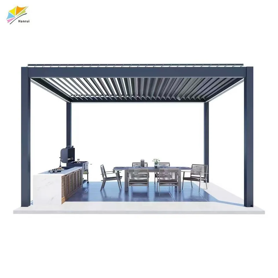 Home Garden Sun Shade Awning Metal Patio With Outdoor Kitchen Room And Aluminum Waterproof Pergola manufacturers