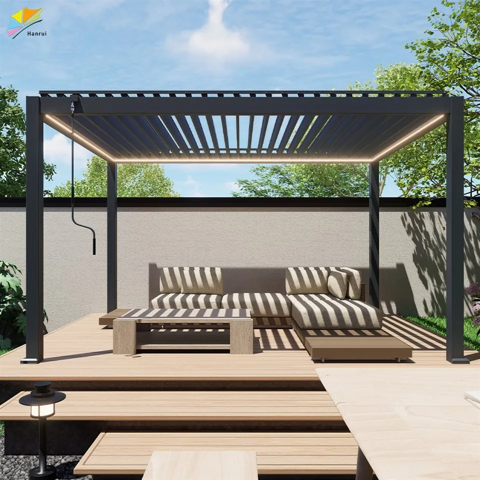 Manufacturer Customized Manual And Electric Motorized Automatic Louvered Pergola With Curtains Screen price
