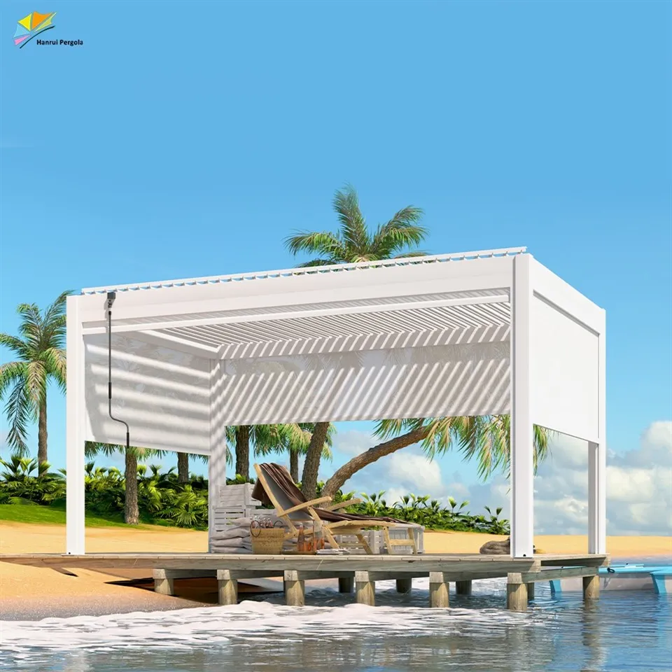 Manufacturer Customized Manual And Electric Motorized Automatic Louvered Pergola With Curtains Screen manufacturers