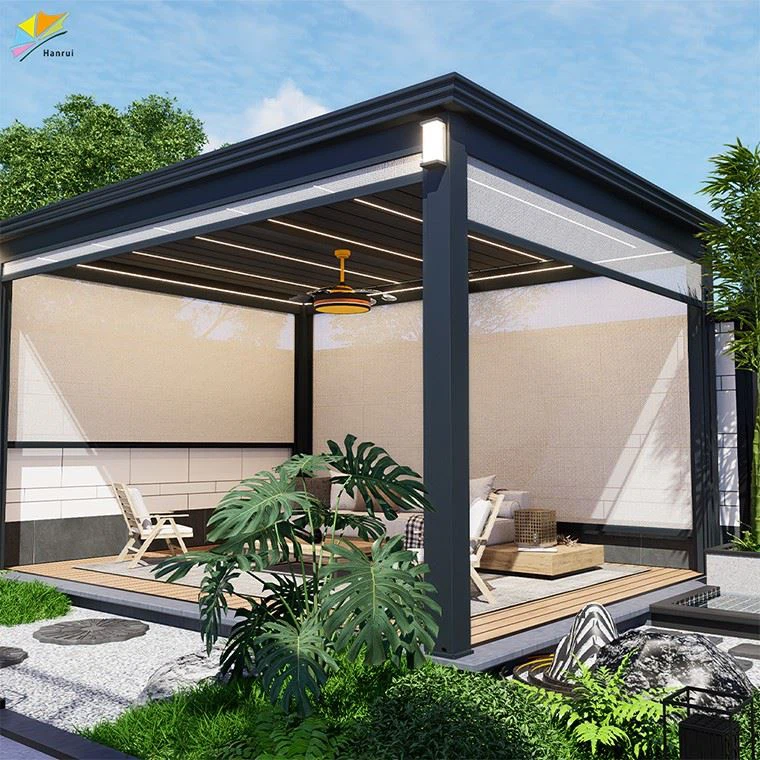 Outdoor Fixed Structure Fan Box Gazebo Frame Profile 4X5 5X5 3X6m With Louvre Roof Pergolas Aluminum manufacturers Outdoor Fixed Structure Fan Box Gazebo Frame Profile 4X5 5X5 3X6m With Louvre Roof Pergolas Aluminum manufacturers