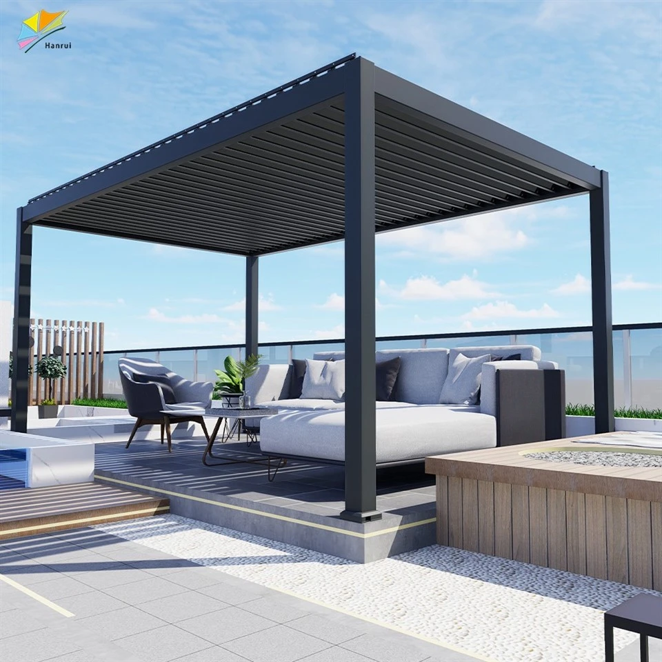 Prefabricated Mechanical Automated Electric Closed Remote Control Outdoor Garden Swimming Pool Bio Climatic Pergola factory Prefabricated Mechanical Automated Electric Closed Remote Control Outdoor Garden Swimming Pool Bio Climatic Pergola factory