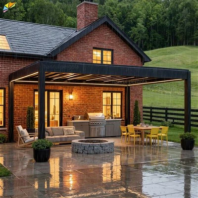 Custom Size 3x2 3x3 3x4 3x5 3x6 3x7 Bioclimatic Waterproof Motorized Luxury Kit Aluminum Metal Outdoor Pergola