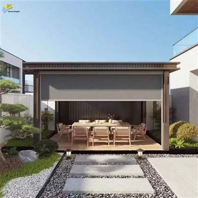 China Hanrui Electric Motorised Automatic System Louvre Blade Outdoor Pergola For Outdoors Garden