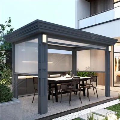 Diy Modern Servo Retractable Motorized Louvered Shutter System For Outdoor Pergola With Led Lights