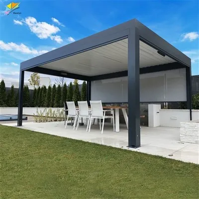 Hanrui Garden Outdoor Patio Sun Control Smart Electric Motorized Roller Shade Modular Cover For Pergola