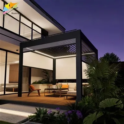 Hanrui Outdoor Motorized Louver Led Light For Outdoor Patio Beams Composite Brackets Support Pergola