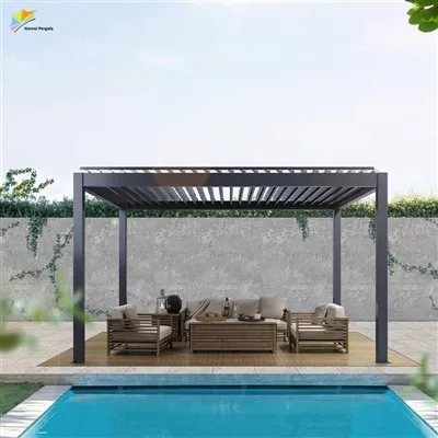 Prefabricated Mechanical Automated Electric Closed Remote Control Outdoor Garden Swimming Pool Bio Climatic Pergola